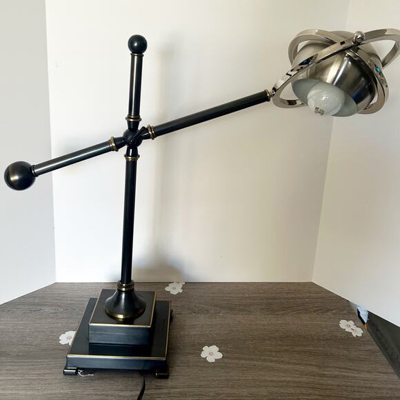 Retro Swing Arm Industrial Vintage Style Gun Metal Gray Stainless Steel Lamp HTF - Picture 1 of 12